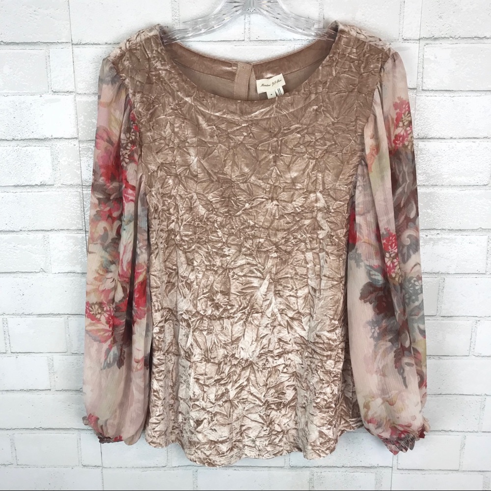 Anthropologie Meadow Rue Velvet Floral Top - I04 - Picture 5 of 8